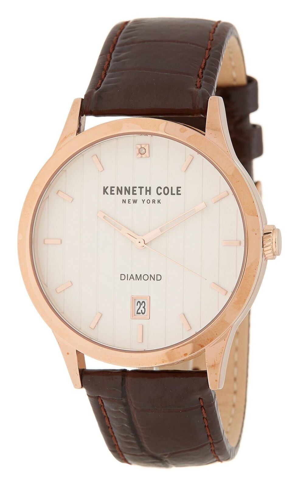 Kenneth Cole Diamond Brown Leather Mens Watch KC50536001