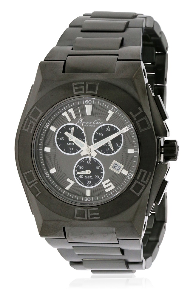 Kenneth Cole New York Black IP Chronograph Mens Watch KC9300