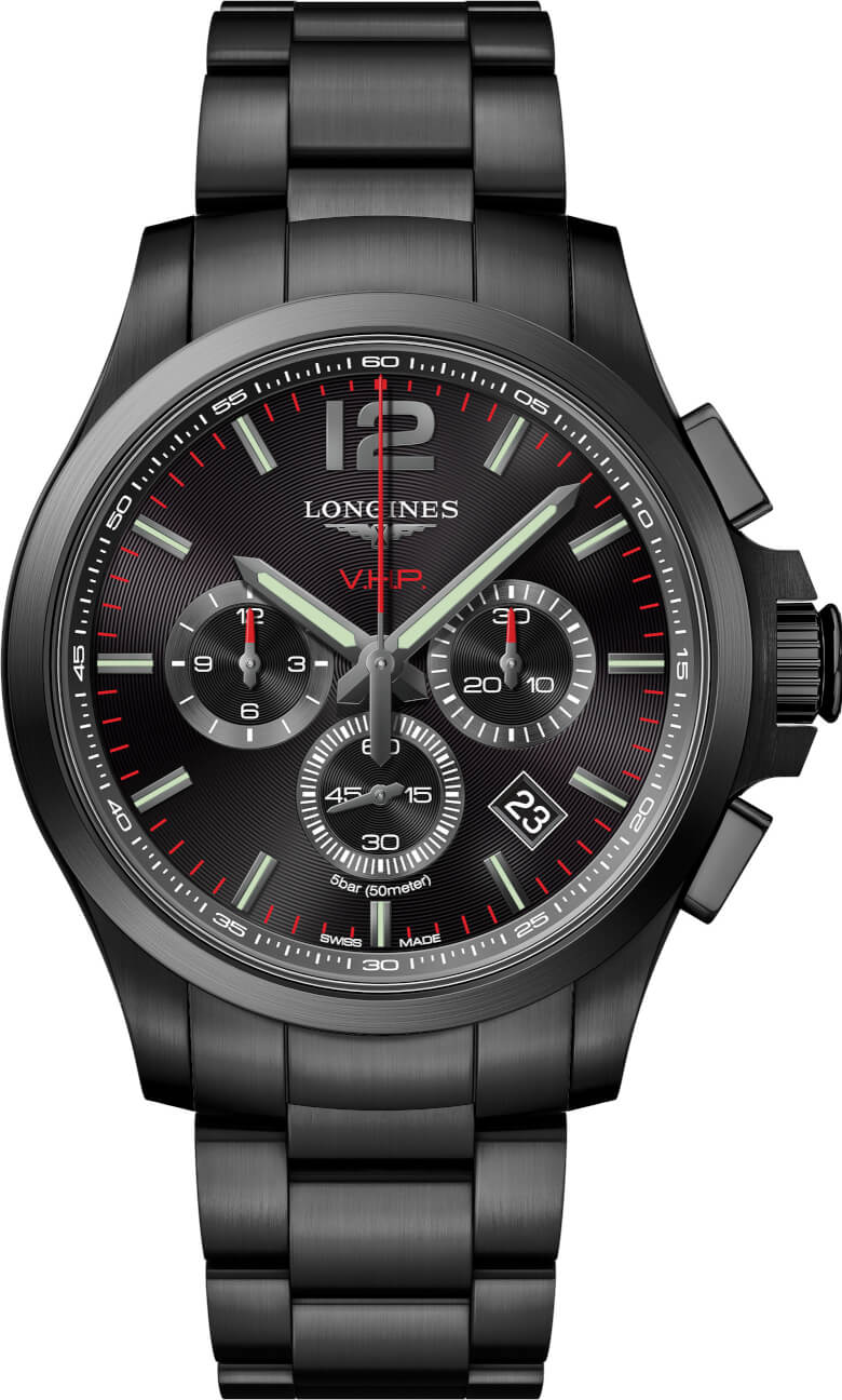 Longines Conquest V.H.P. Black Chronograph Mens Watch L37272566