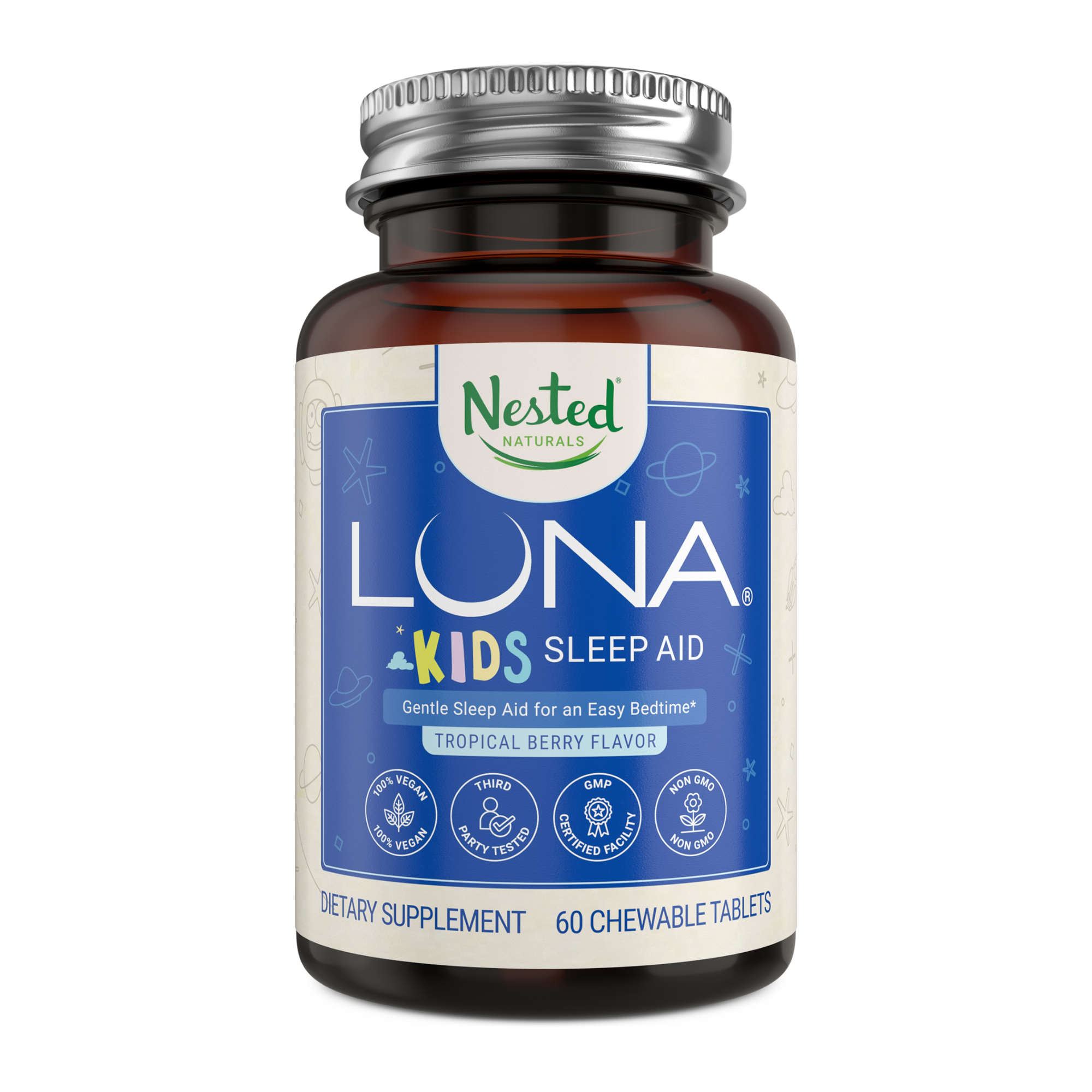 LUNA Kids #1 Sleep Aid Tablets for Children 4+ and Sensitive Adults