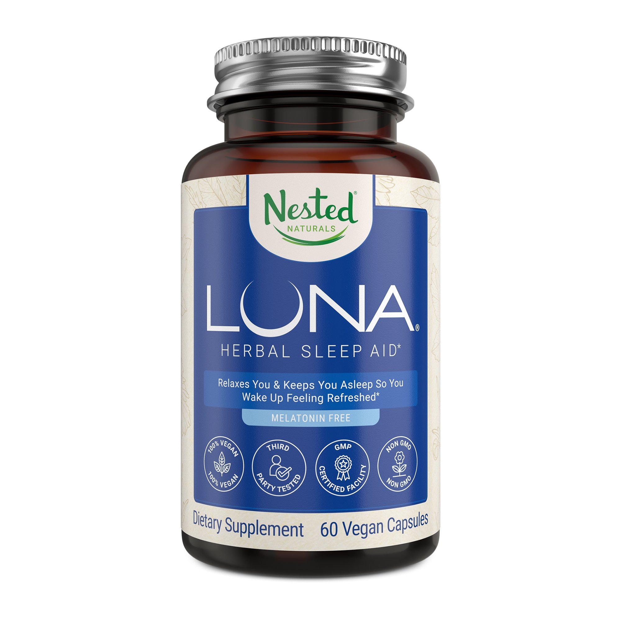 LUNA Melatonin-Free Sleep Naturally Sourced Sleep Aid Without Melatonin