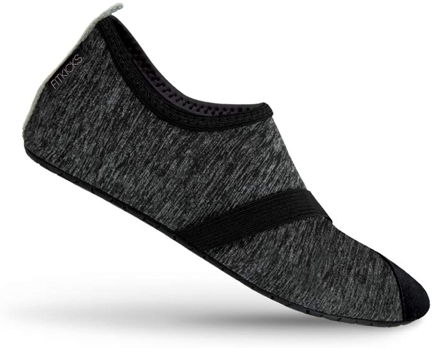 FitKicks Live Well Womens Foldable Active Lifestyle Minimalist Footwear Barefoot Yoga Water Everyday Shoes - XL - Heathered Black