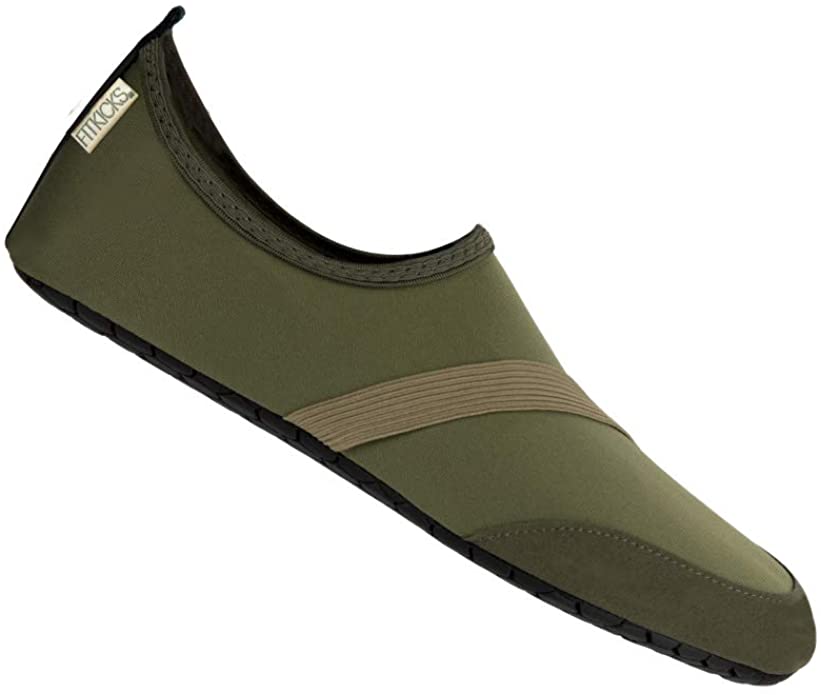 FitKicks Original Mens Edition Foldable Active Lifestyle Minimalist Footwear Barefoot Yoga Water Shoes - Small - GREEN