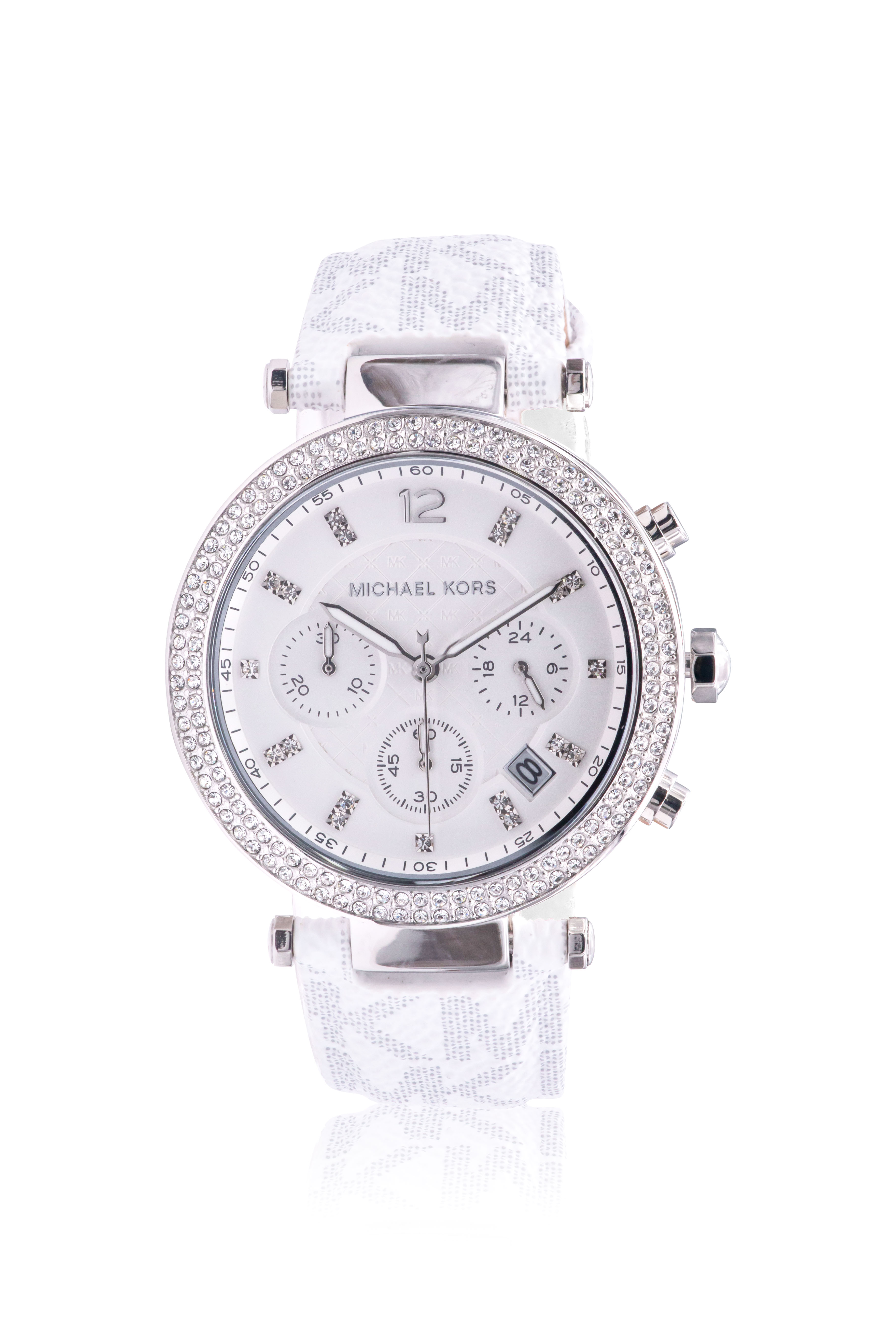 Michael Kors Parker Chronograph Optic White PVC Ladies Watch MK7226