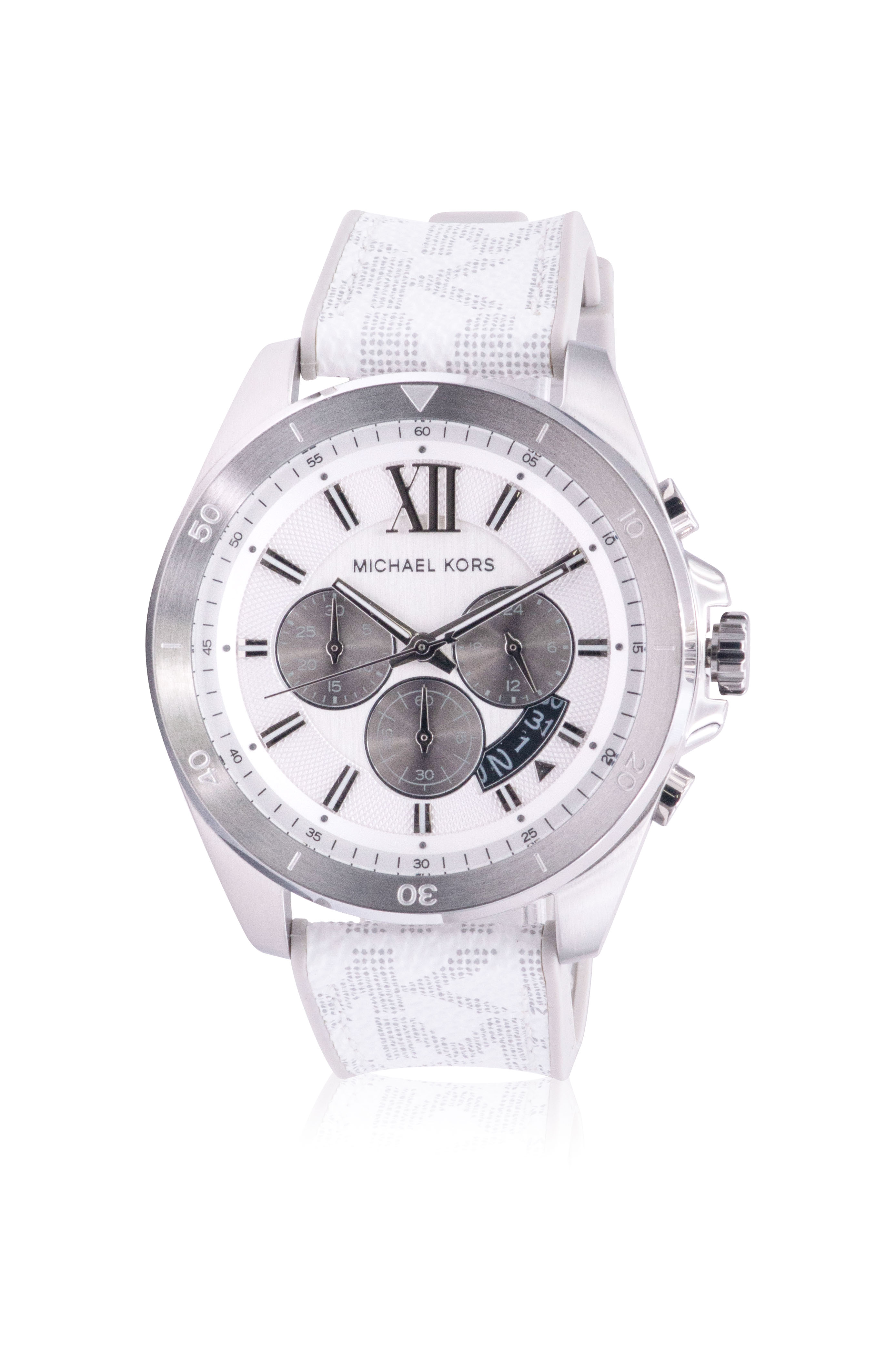 Michael Kors Brecken Chronograph Gray And White PVC Mens Watch MK8949