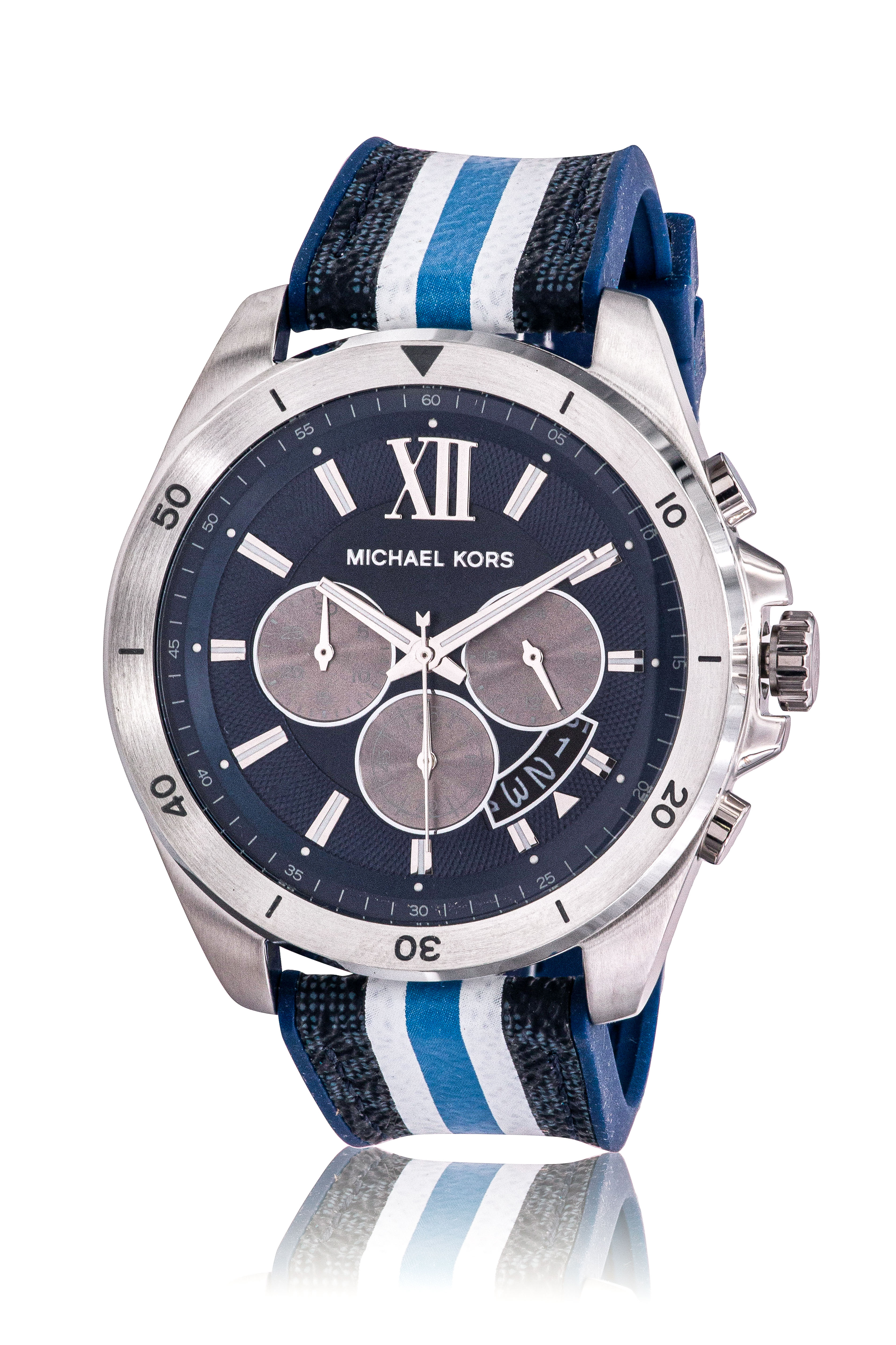 Michael Kors Brecken Chronograph Blue And White PVC Mens Watch MK8950