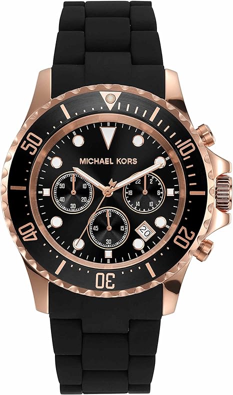 Michael Kors Everest Chronograph Black Silicone Mens Watch MK9055