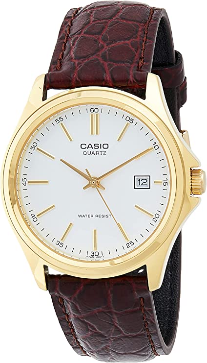 Casio Gold-Tone Leather Mens Watch MTP-1183Q-7A