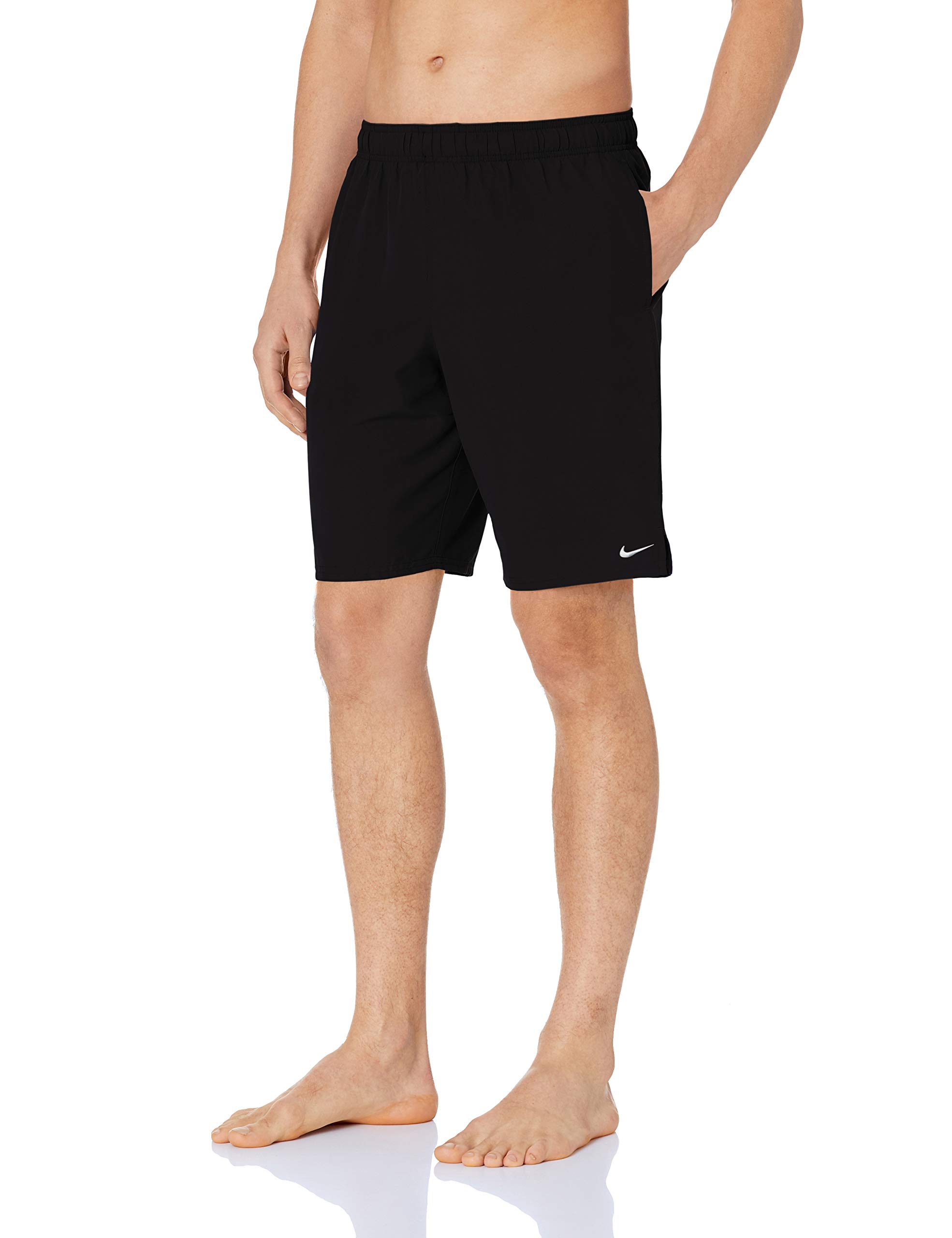 Nike Mens Solid Lap 9 Inch Volley Short Swim Trunk - Black White - L