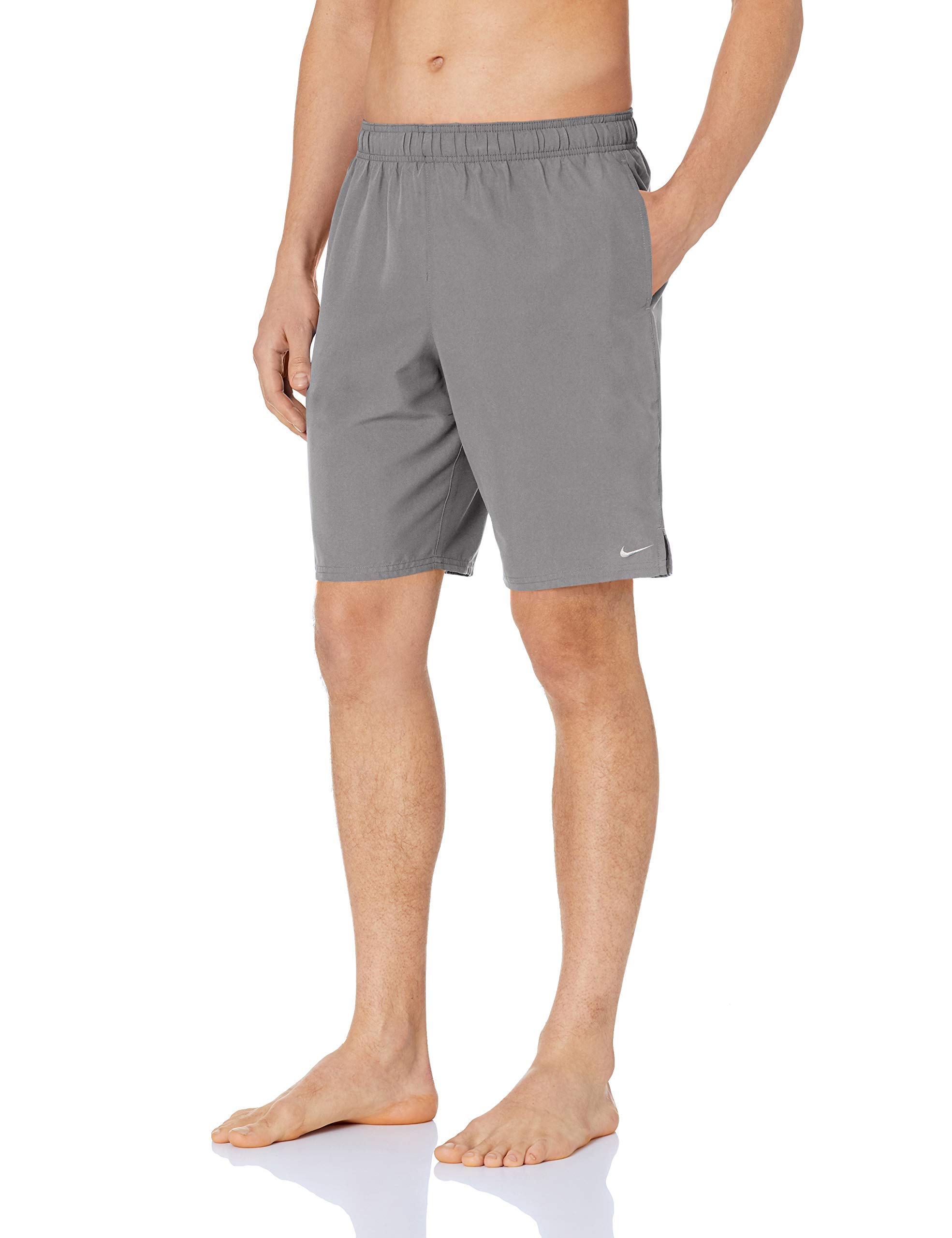 Nike Mens Solid Lap 9 Inch Volley Short Swim Trunk - Light Smoke Grey - M