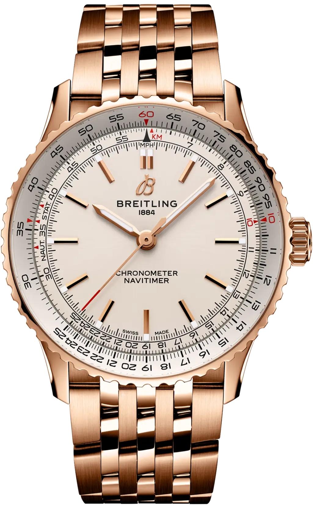 Breitling Navitimer Automatic 41 Cream Dial Gold Automatic Mens Watch