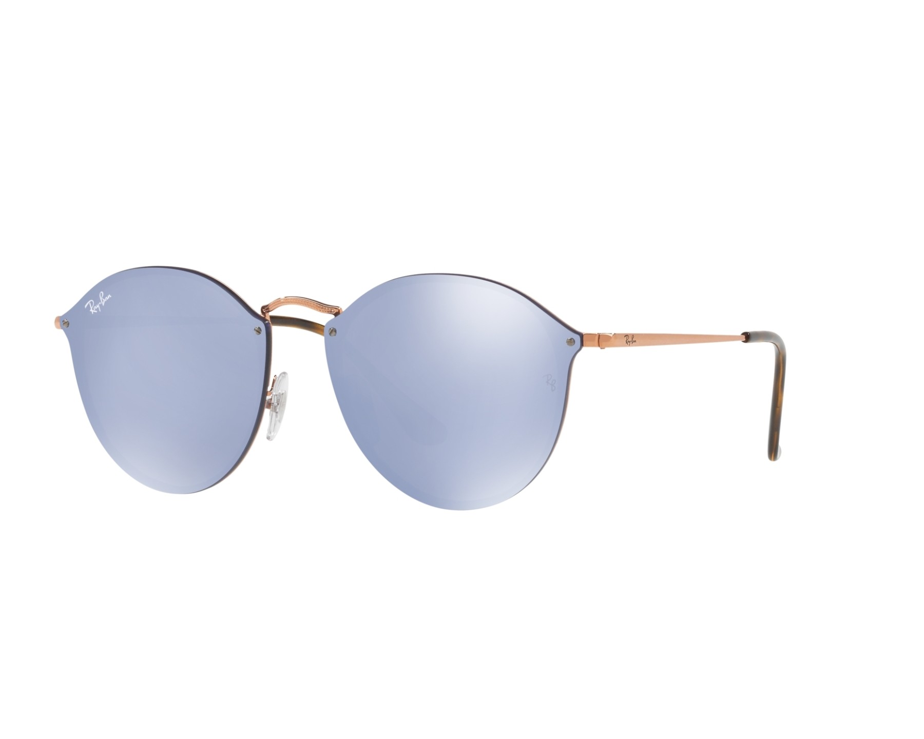 Ray-Ban Blaze Round Copper Violet Silver Mirror Sunglasses