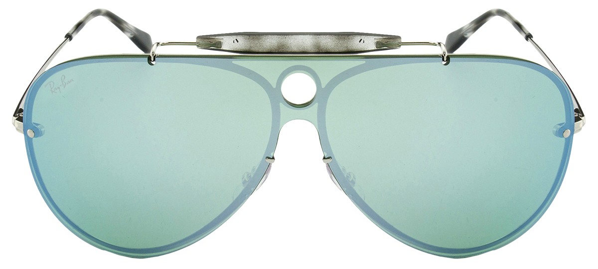 Ray Ban Blaze Shooter Dark Green/Silver Mirror Aviator Sunglasses RB3581N-003/3032