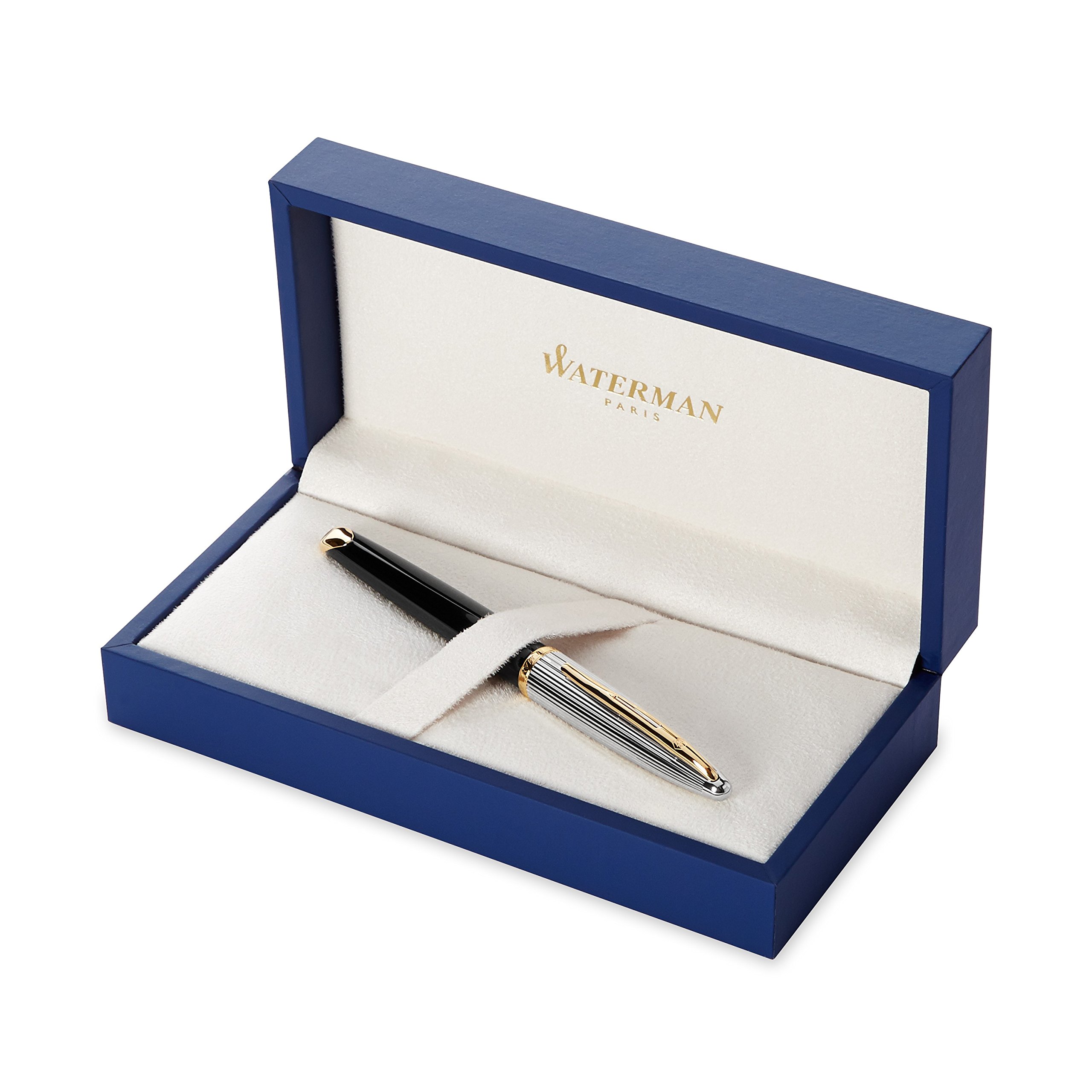Waterman Carene Deluxe Fountain Pen - 23k Gold Clip - Fine Nib with Blue Ink