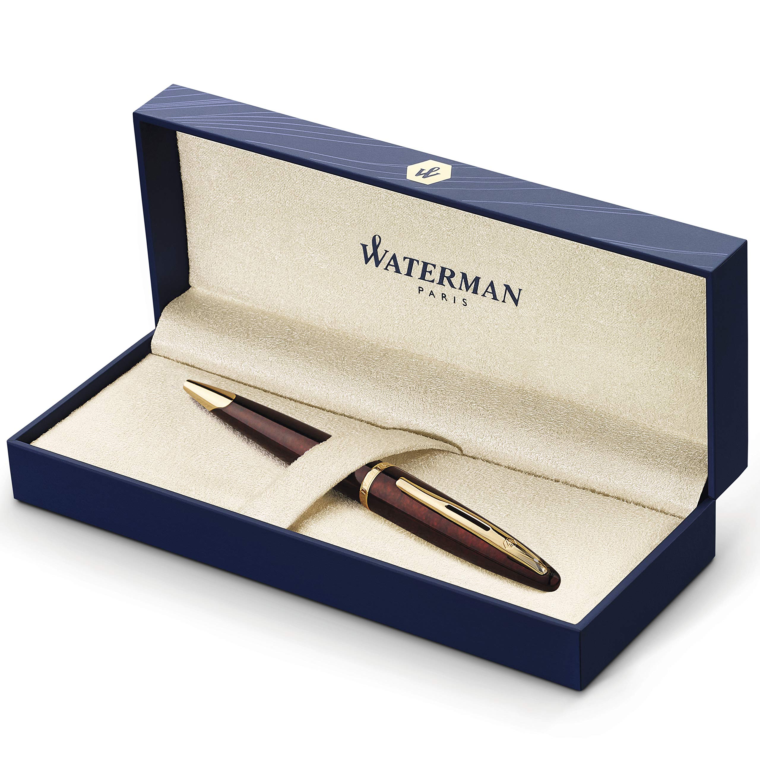 Waterman Carene Marine Amber Ballpoint Pen - 23k Gold Clip - Medium Point/Blue Ink