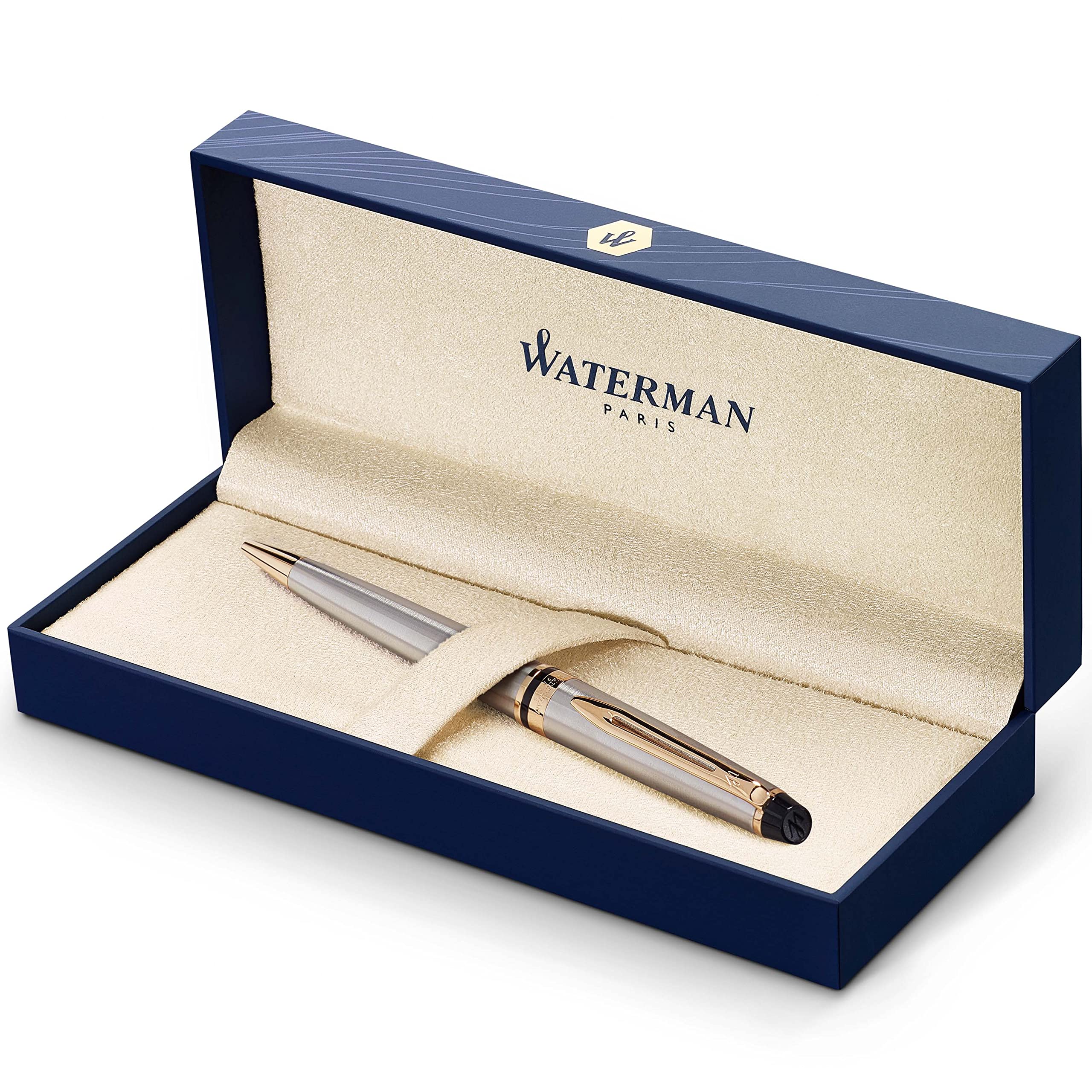 Waterman Expert Ballpoint Pen - 23k Gold Trim - Medium Point with Blue Ink