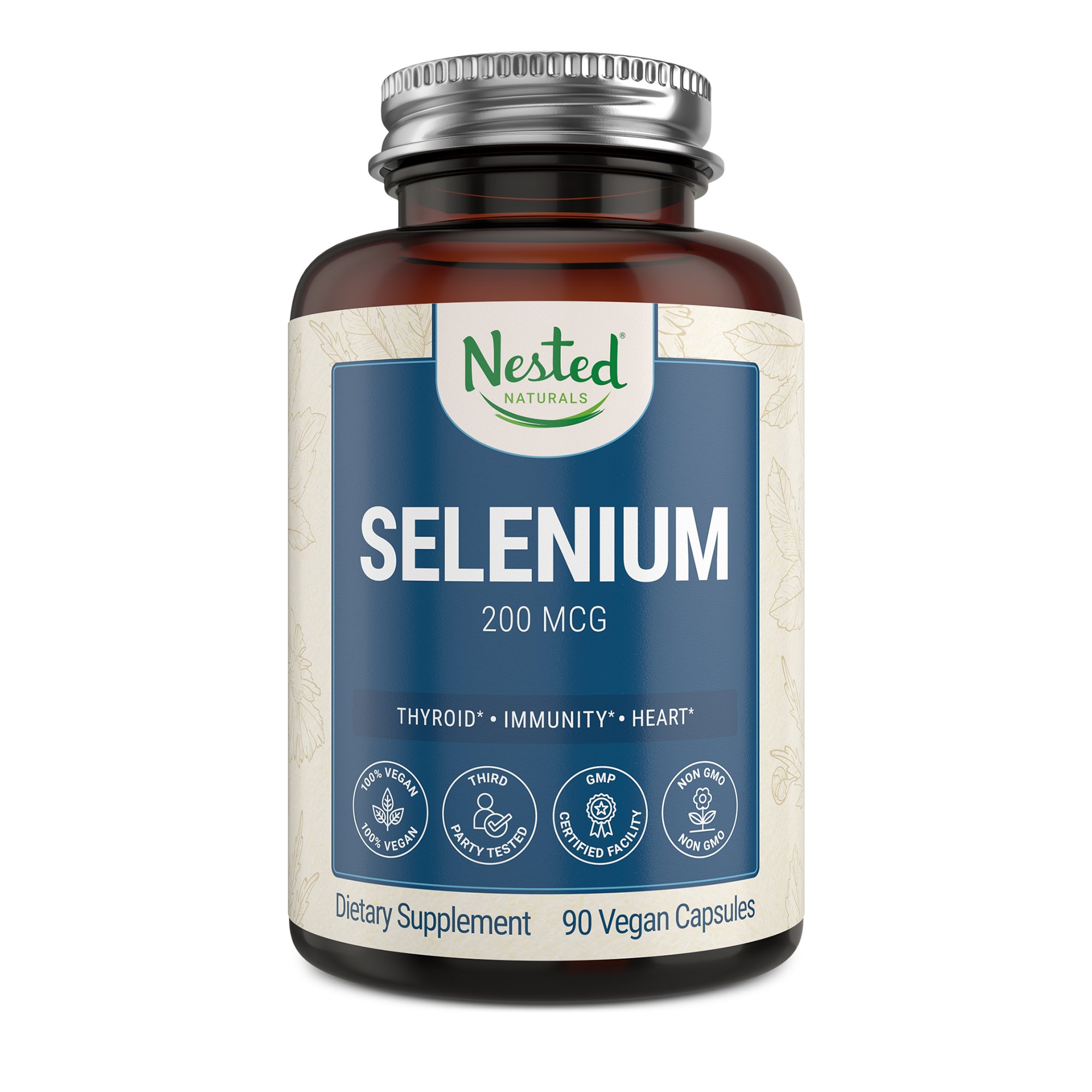 Nested Naturals - Selenium 200mcg for Thyroid - Prostate and Heart Health - 100% Vegan