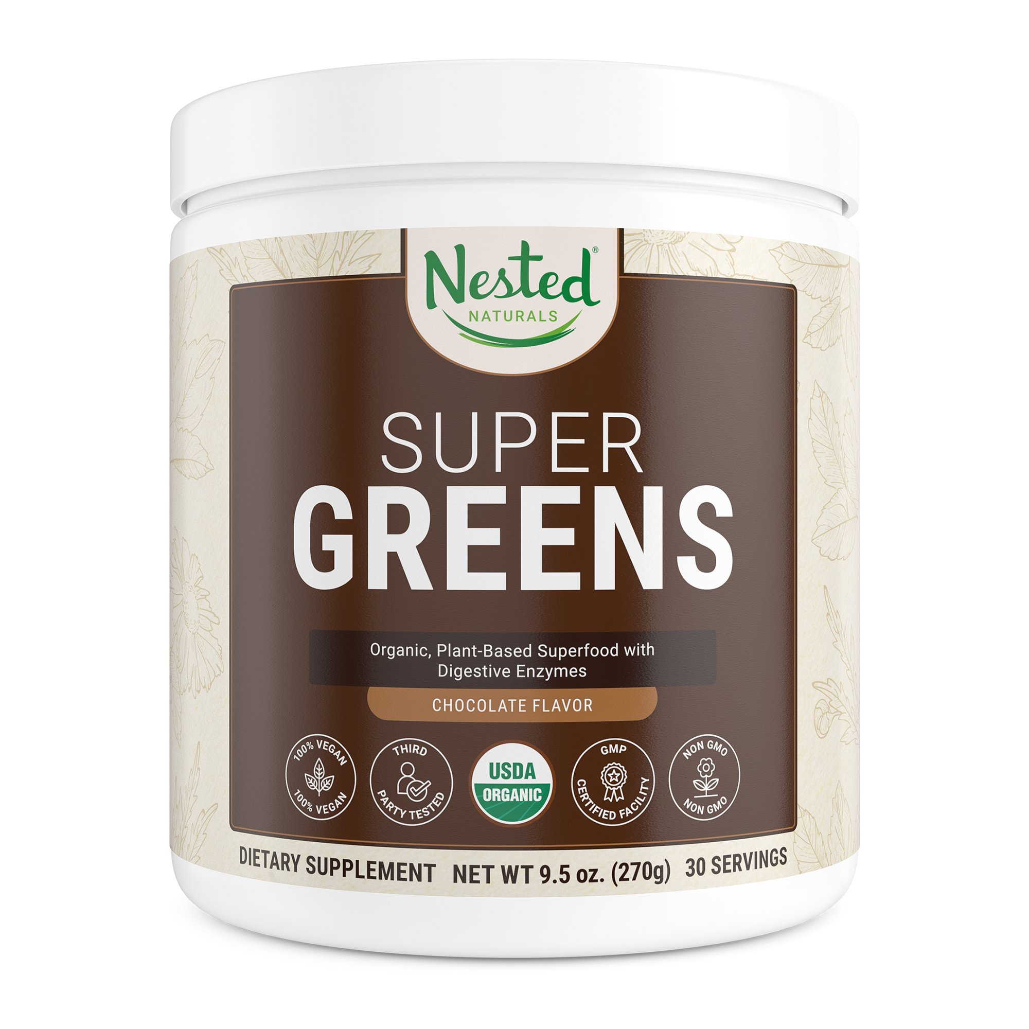 Super Greens - #1 Green Superfood Powder - 100% USDA Organic Non-GMO Vegan Supplement