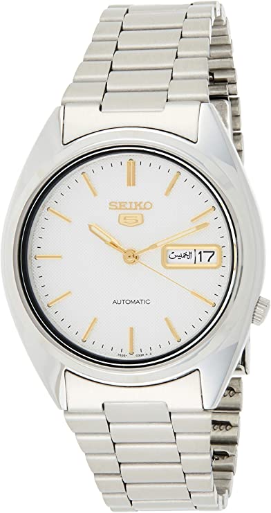 Seiko Mens Automatic Off-White Dial Stainless Steel Watch SNXG47