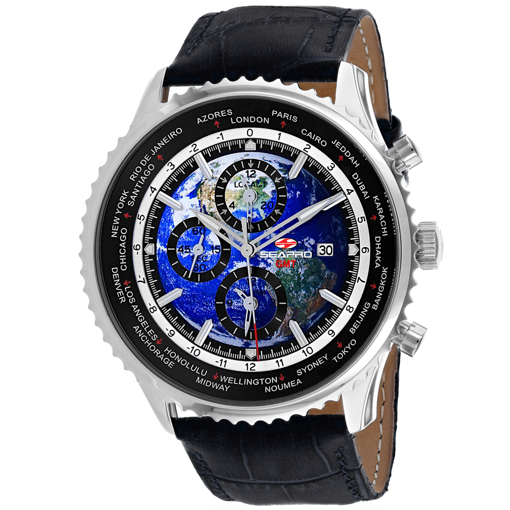 Seapro Meridian World Timer GMT Mens Watch SP7130