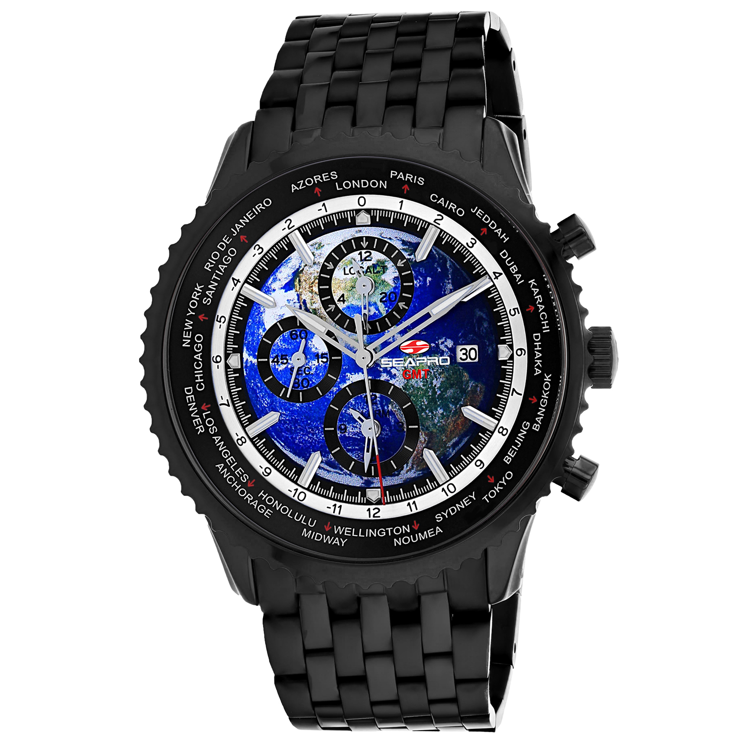Seapro Meridian World Timer GMT Mens Watch SP7322