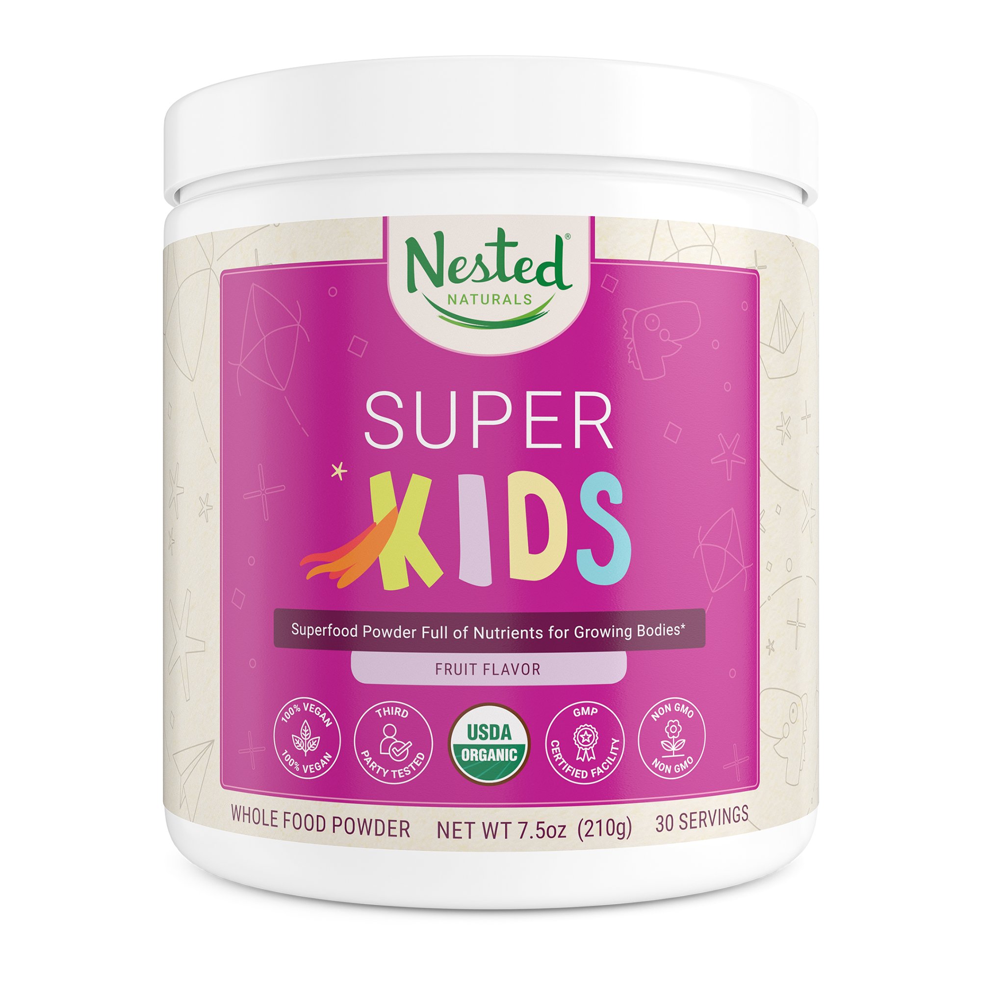 Nested Naturals Super Kids - 100% USDA Organic Vegan Superfood Powder for Kids