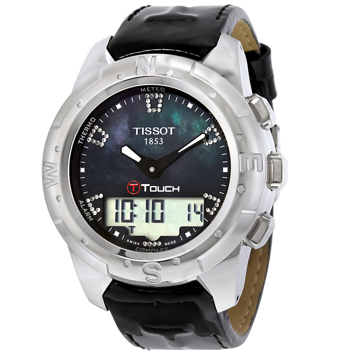 Tissot T-Touch II Diamond Titanium Leather Ladies Watch T0472204612600
