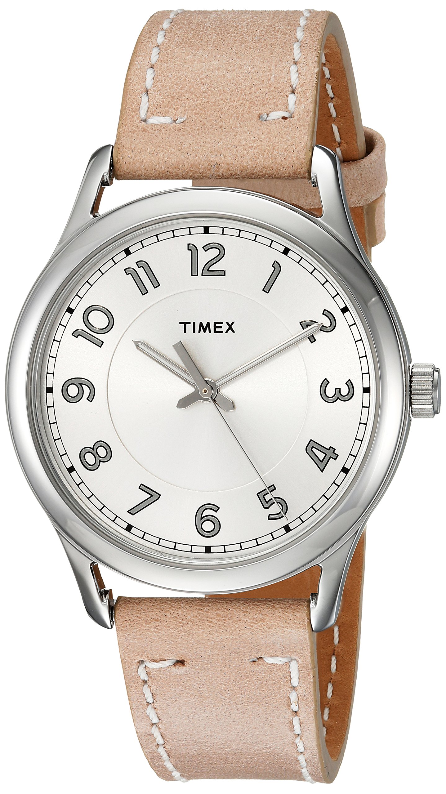 Timex Womens New England Sand/Silver Leather Strap Watch TW2R23200