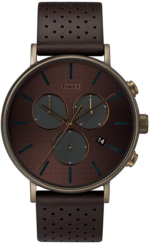 Timex Fairfield Chrono Supernova 41mm Bronze Case Bronze Dial Brown Leather Strap