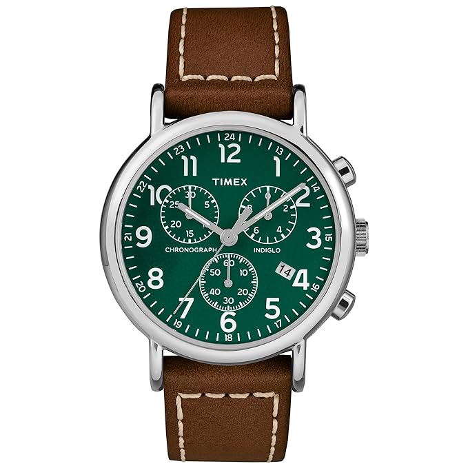 Timex Weekender Chrono Leather Strap Mens Watch TW2T29100