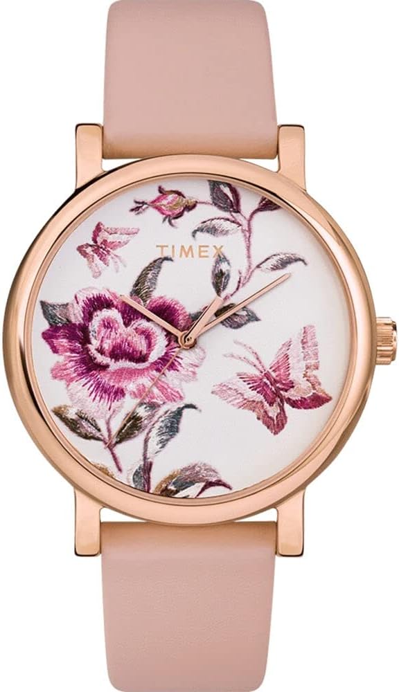 Timex Full Bloom 38mm Rose Gold/Pink Floral Ladies Watch TW2U19300
