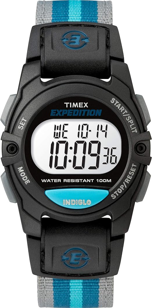 Timex Expedition Mid-Size Digital CAT Black Gray Blue Nylon Unisex Watch TW4B13100