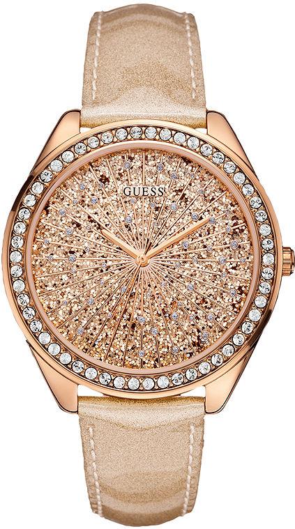 GUESS Peach Glitter Patent Leather Ladies Watch U0155L1