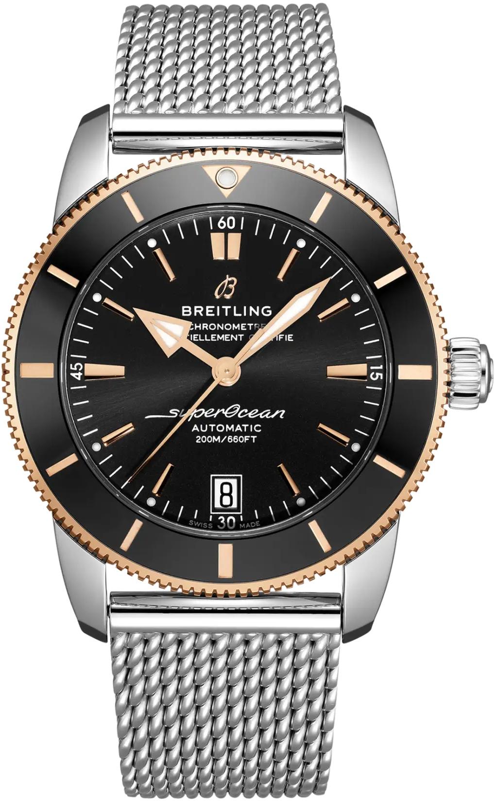 Breitling Superocean Heritage B20 Automatic 42 Black Dial Two-Tone Gold Steel Automatic Mens Watch