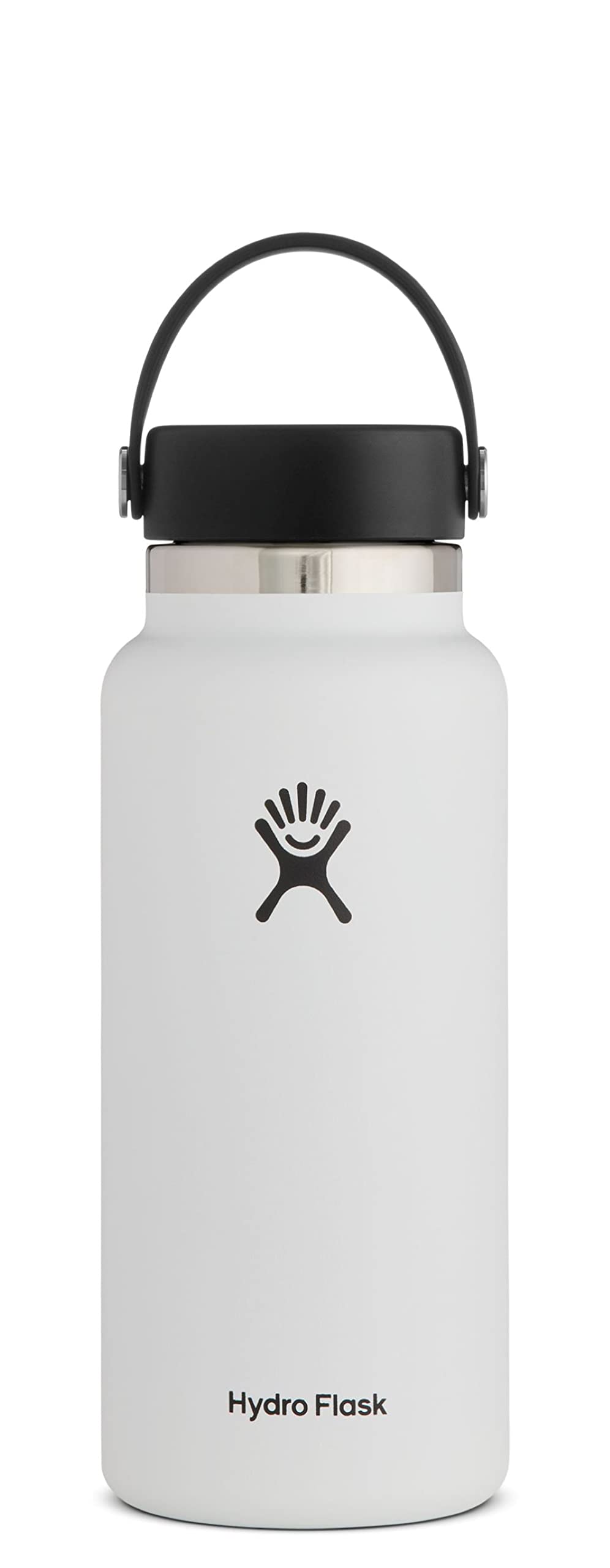 Hydro Flask 32 oz Vacuum Insulated Stainless Steel Water Bottle Flask - Flex Cap with Strap  - Wide Mouth - White