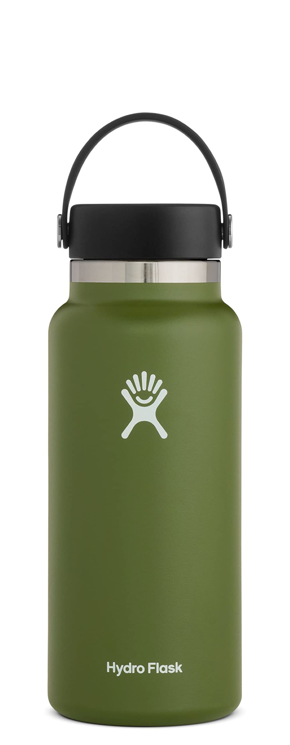 Hydro Flask 32 oz Vacuum Insulated Stainless Steel Water Bottle Flask - Flex Cap with Strap  - Wide Mouth - Olive
