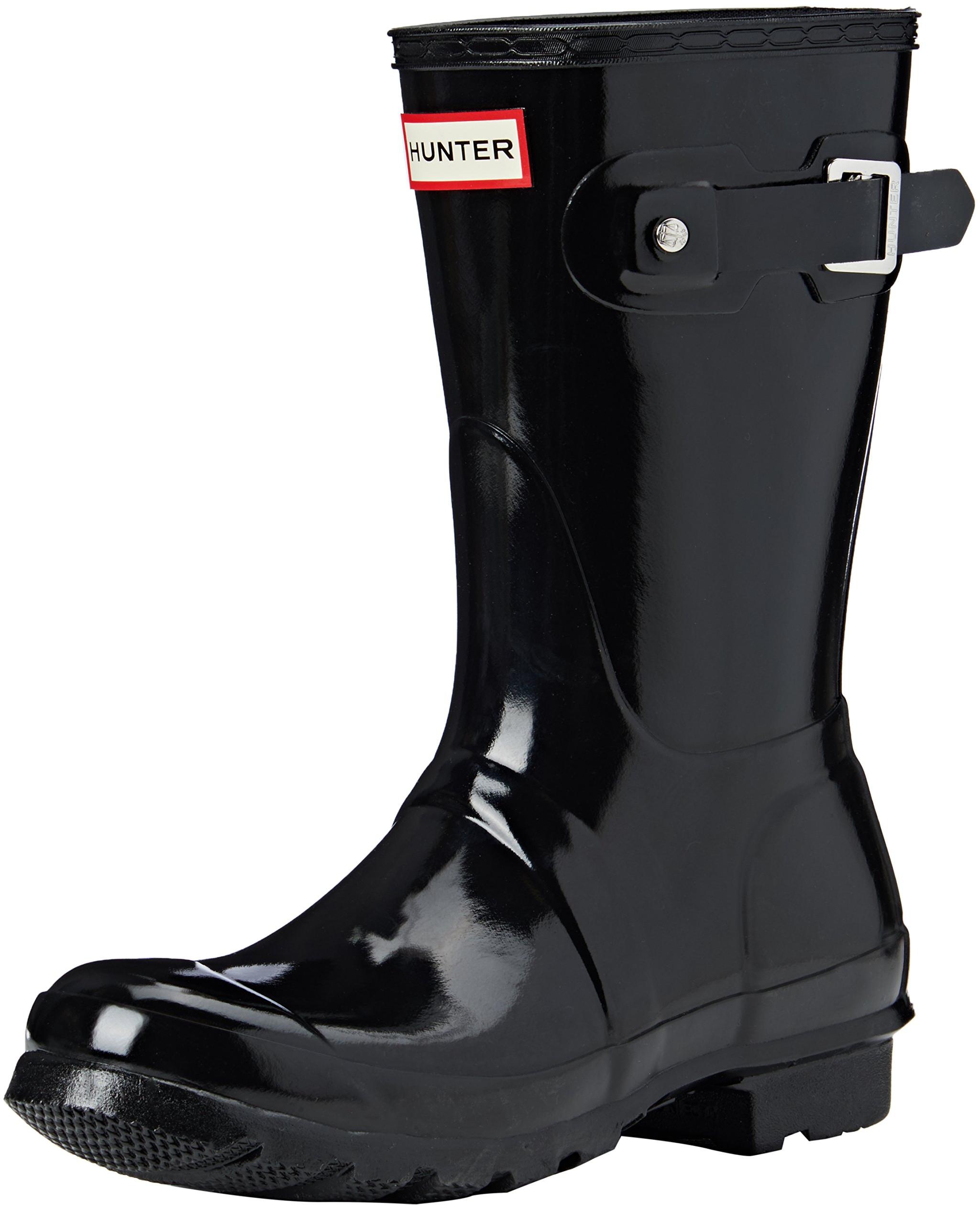 Hunter Womens Original Short Gloss Rain Boots - Black - Size 10