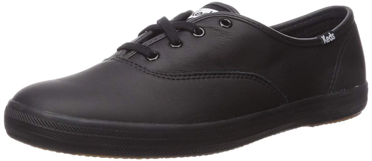 Keds Womens Champion Original Leather Lace-Up Sneaker - Black - Size 10