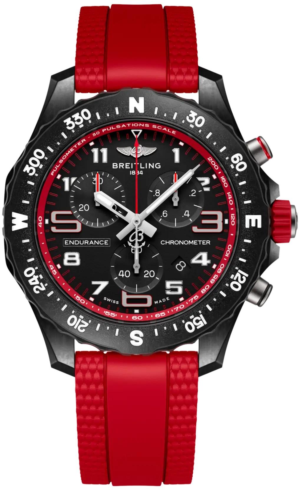 Breitling Professional Endurance Pro 38 Black Dial Breitlight Red Rubber Quartz Unisex Watch