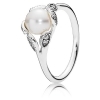 PANDORA Luminous Leaves Ring - White Pearl & Clear CZ