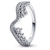 Pandora Sparkling Asymmetric Wave Ring