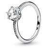 PANDORA Clear Sparkling Crown Ring - Size: 60