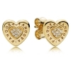 PANDORA logo heart stud earrings in PANDORA Shine with 16 micro pave-set clear cubic zirconia