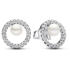 Pandora Treated Freshwater Cultured Pearl & Pave Halo Stud Earrings
