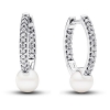 Pandora Treated Freshwater Cultured Pearl & Pave Hoop Earrings
