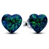 Pandora Opalescent Green Heart Stud Earrings Sterling silver