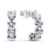 Pandora Sparkling Hearts Open Hoop Earrings Sterling silver