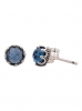 PANDORA Crown Sterling Silver Stud Earrings With Moonlight Blue Crystal - 298311NMB