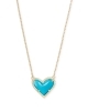 Kendra Scott Ari Heart Short Pendant Necklace Gold Turquoise