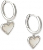 Kendra Scott Ari Heart Huggie Earrings Rhodium Ivory Mother Of Pearl